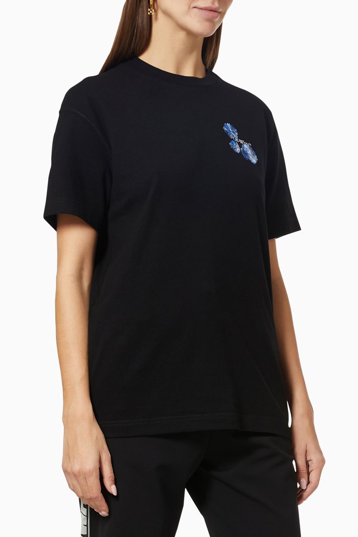 Floral Arrows T-shirt in Organic Cotton Jersey, Black