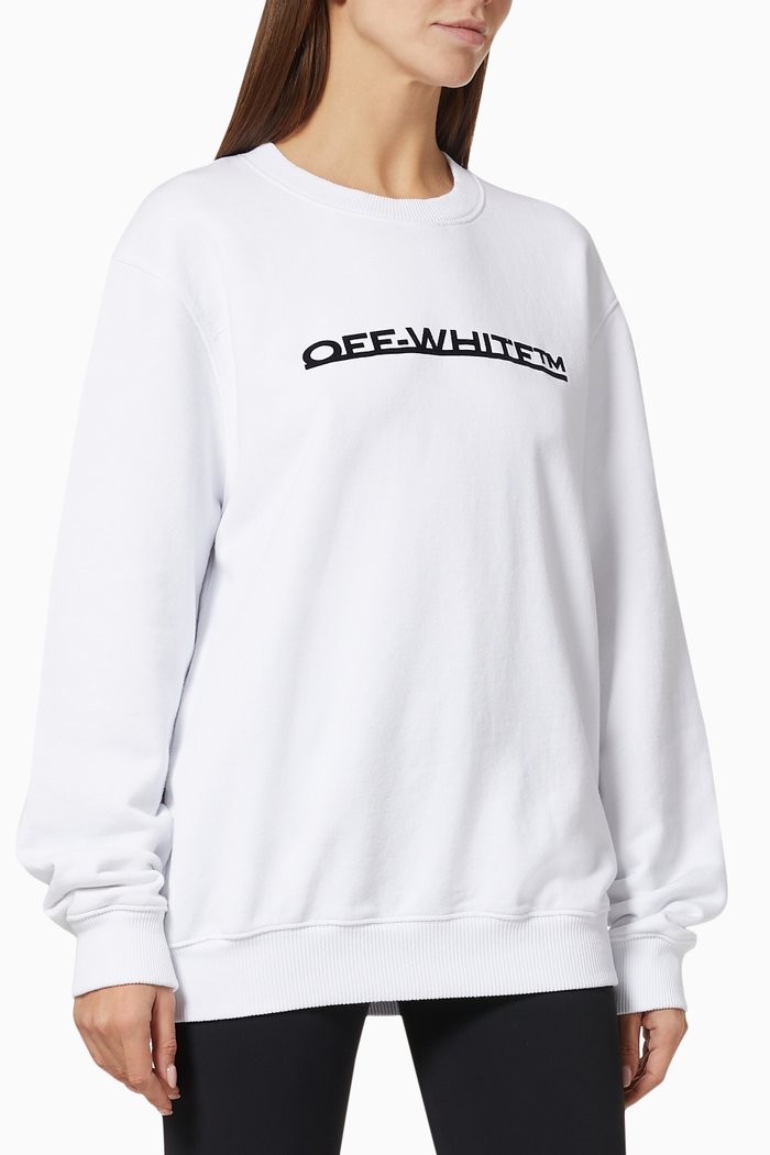 

Underlined Logo Sweatshirt in Cotton Terry, White