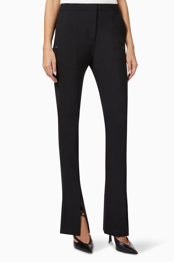 

Tailored Split Pants in Virgin Wool, Black