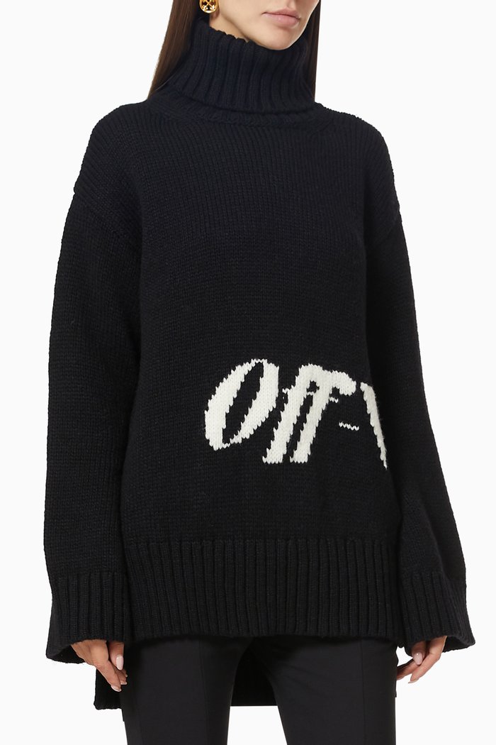 

Logo Intarsia Sweater in Wool Nylon Knit, Black