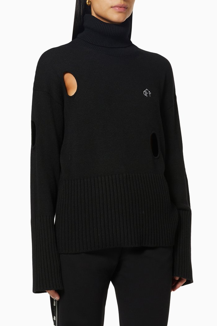 

Meteor Turtleneck Sweater in Wool Cashmere Knit, Black