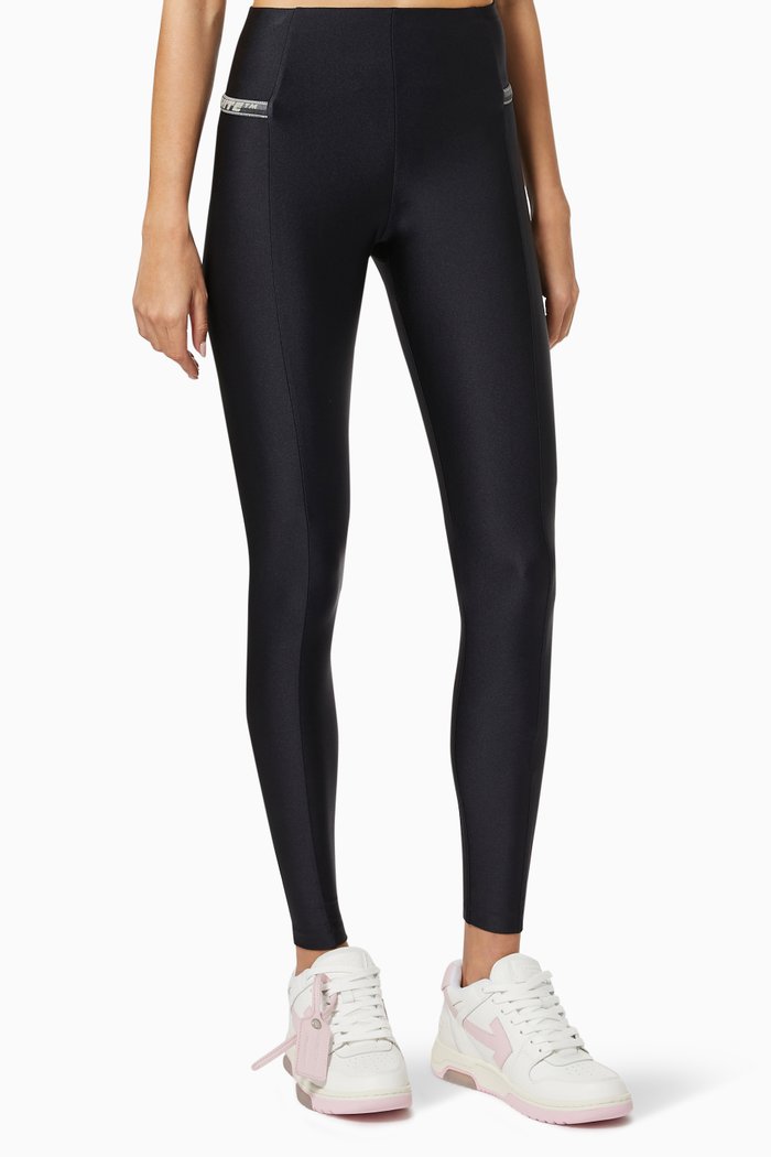 

Logo Active Leggings in Stretch Nylon, Black