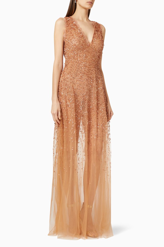 

Red Carpet Dress in Sheer Sequin Tulle, Pink