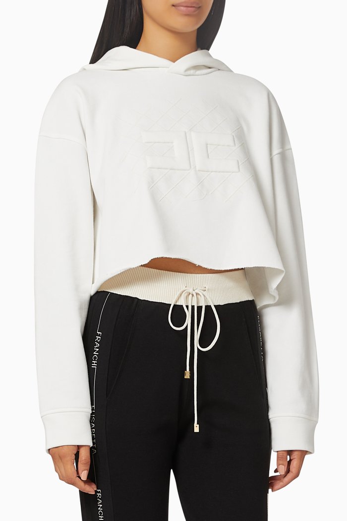 

Crop Sweatshirt with Logo in Cotton Fleece, Neutral