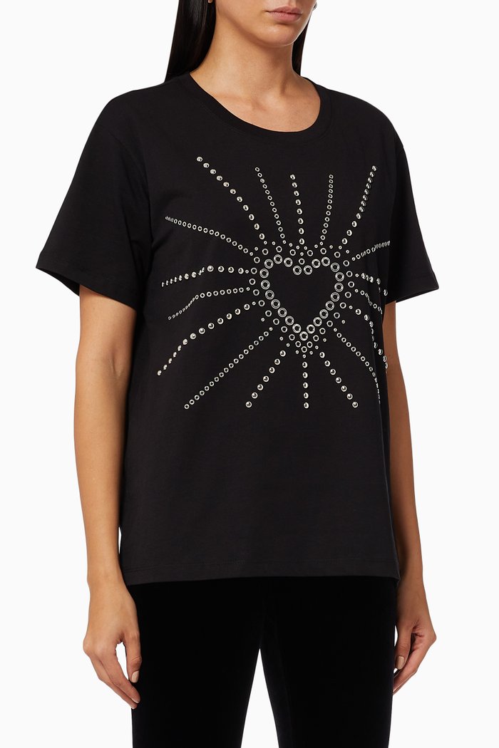 

Studded T-shirt in Cotton Jersey, Black