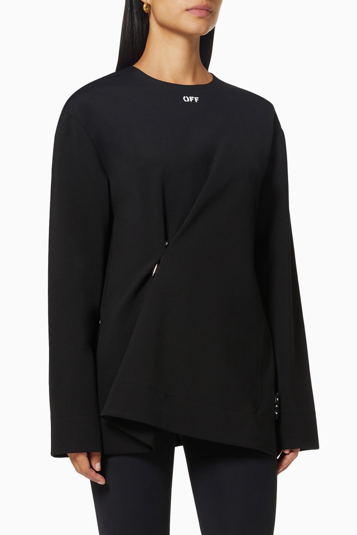 

Nail Gathered Top in Jersey, Black