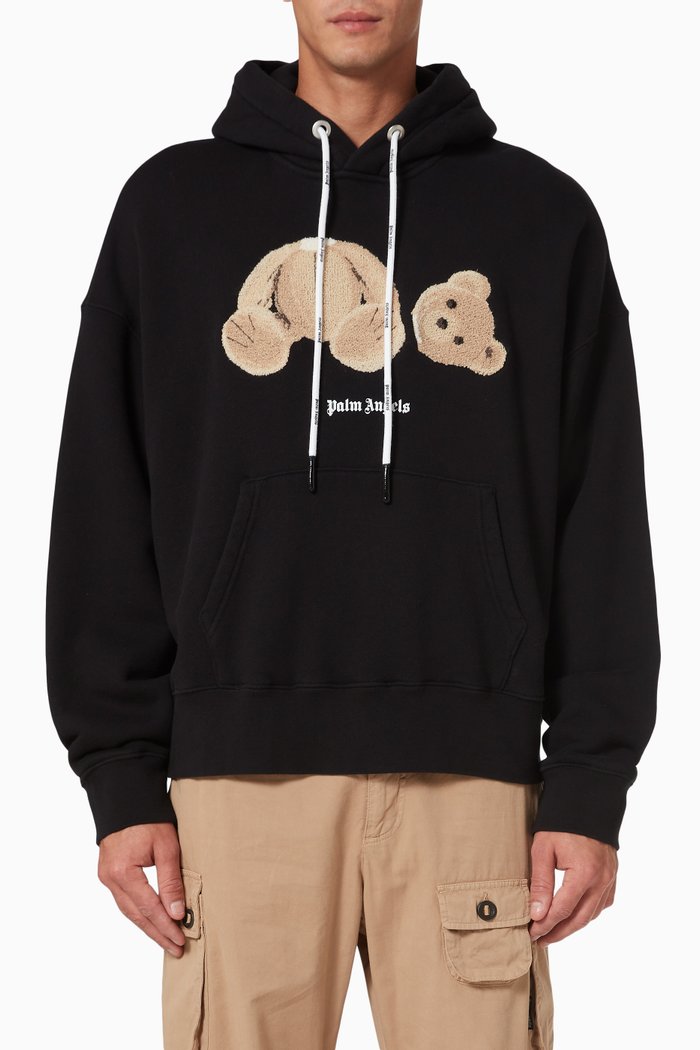 

Bear Hoodie in Cotton Terry, Black