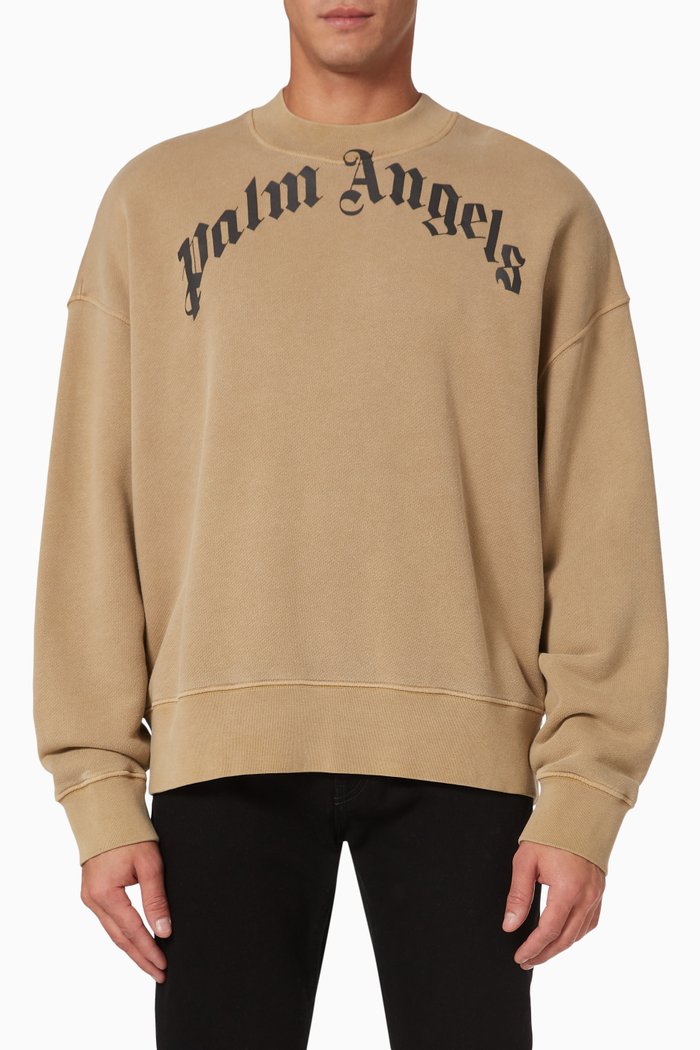 

Curved Logo Sweatshirt in Cotton Terry, Neutral