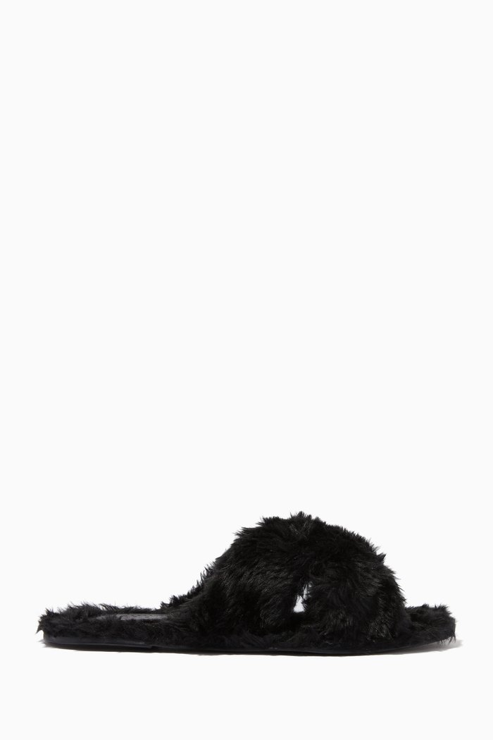 

Dynora Slippers in Faux Shearling, Black