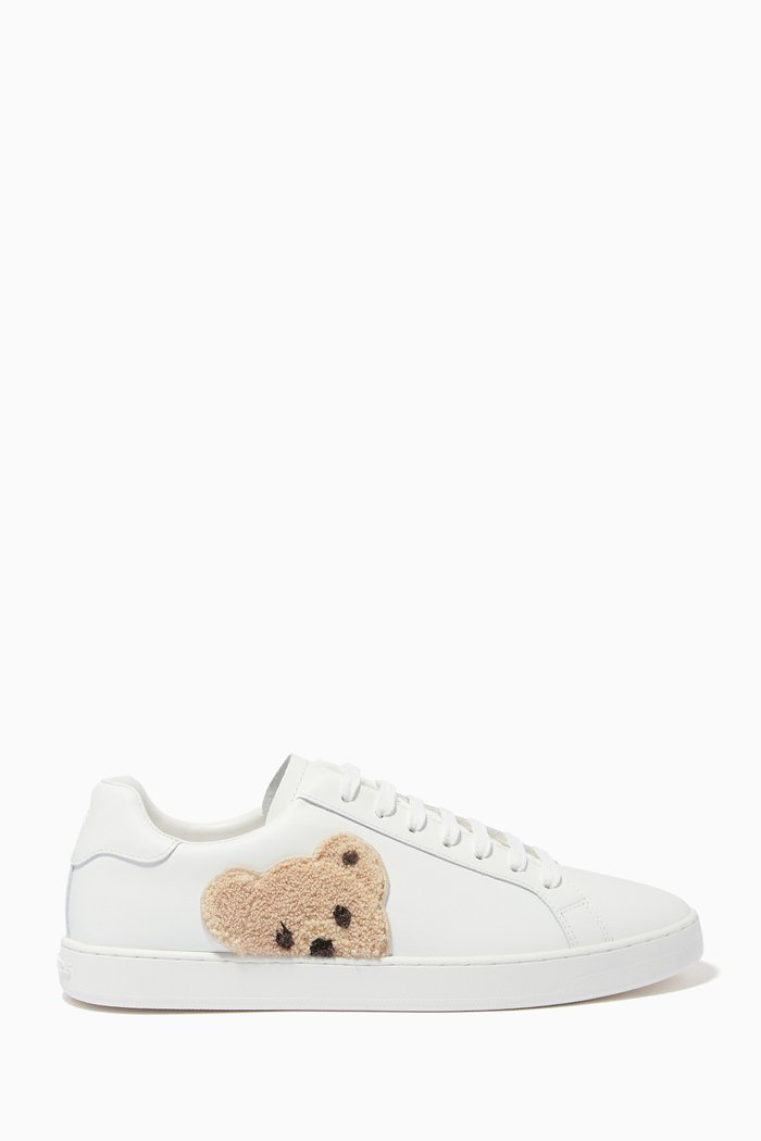

Teddy Bear Tennis Sneakers in Leather, White