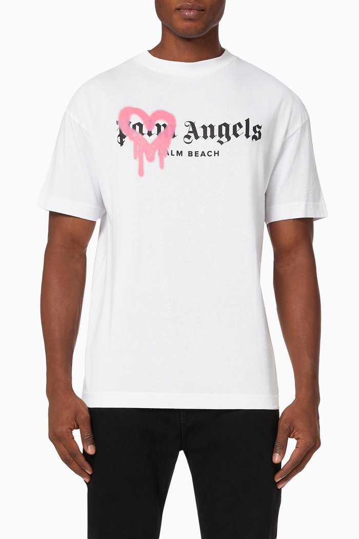 

Palm Beach Heart Sprayed T-shirt in Cotton Jersey, White