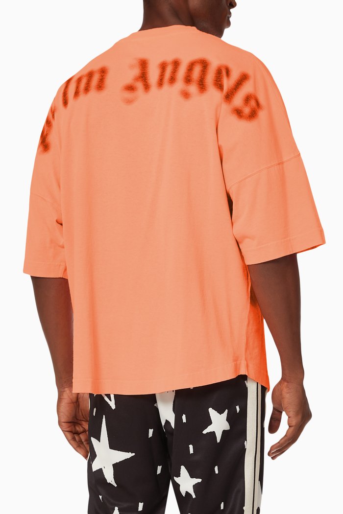 

Blurred Logo Oversized T-shirt in Cotton Jersey, Orange