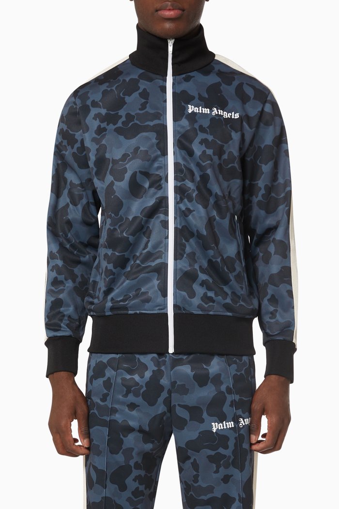 

Camo Track Jacket in Technical Fabric, Black