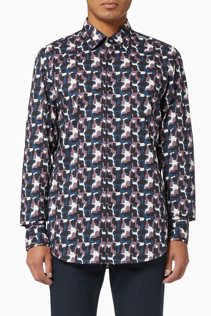 Hank Button-down Shirt in Cotton, Purple