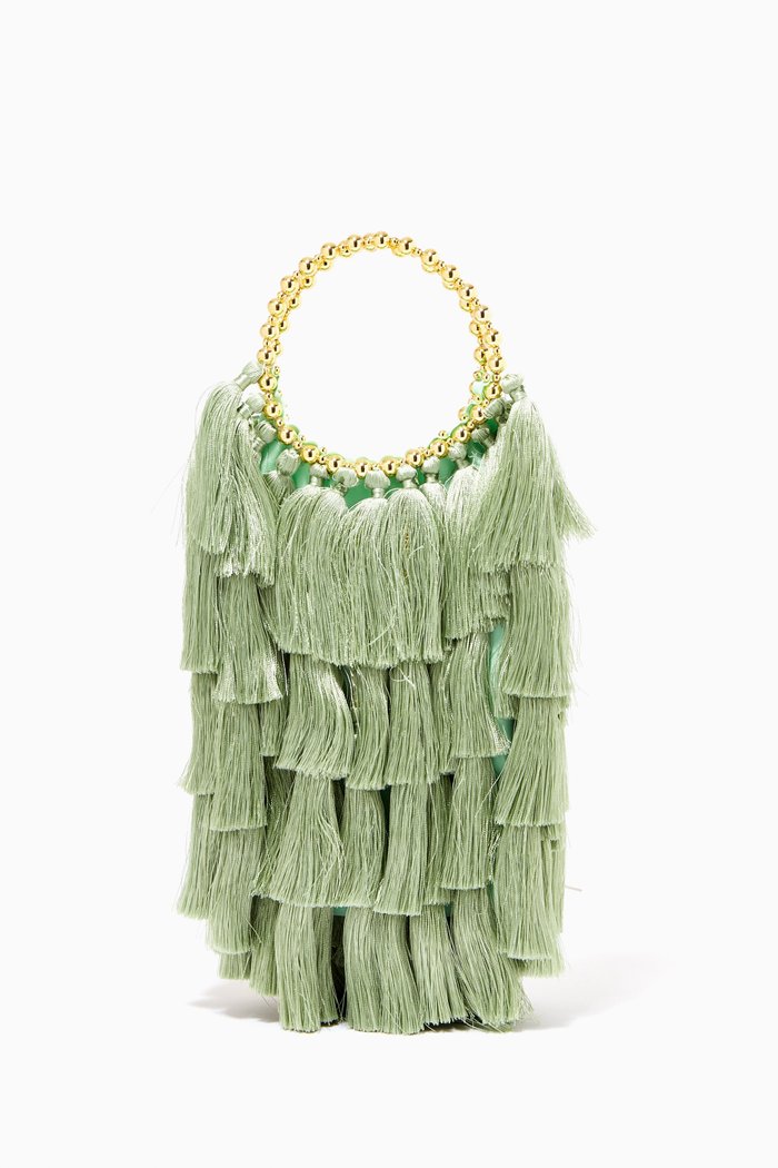 

Le Ballerino Bag in Tassels, Green
