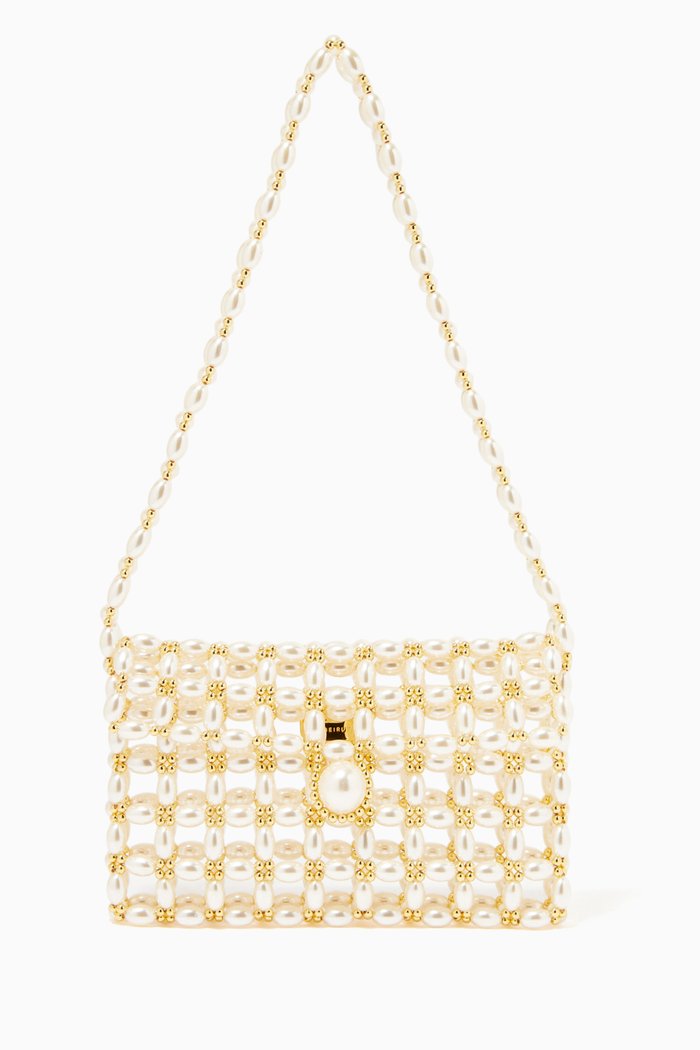 

Le Pas De Deux Baguette Bag in Acrylic Beads, White