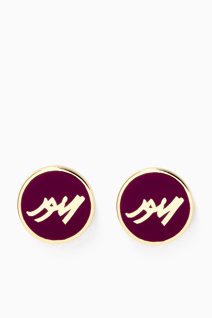 

Mina "Al Noor/ The Light" Round Enamel Earrings in 18kt Yellow Gold