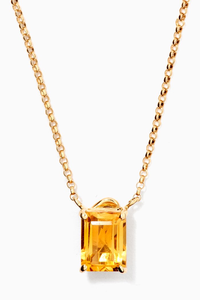 

"M" Citrine Long Necklace in 18kt Yellow Gold