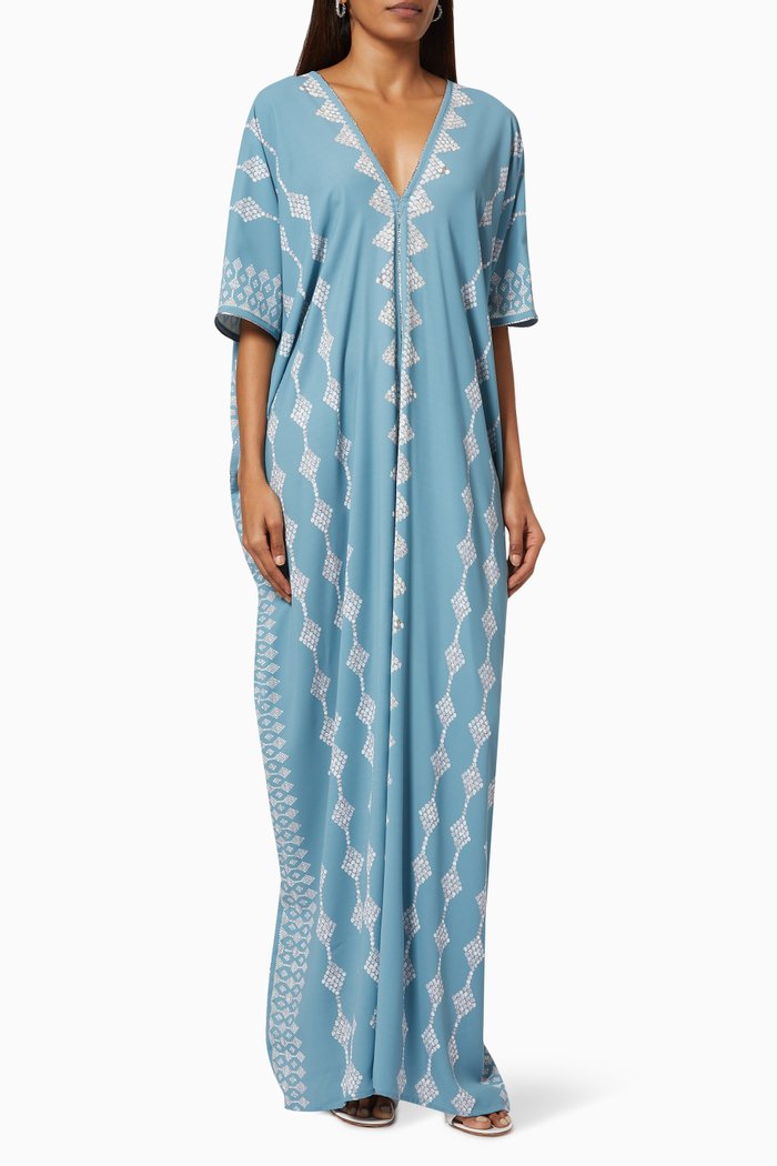 

Khous Kaftan in Soft Crepe, Blue