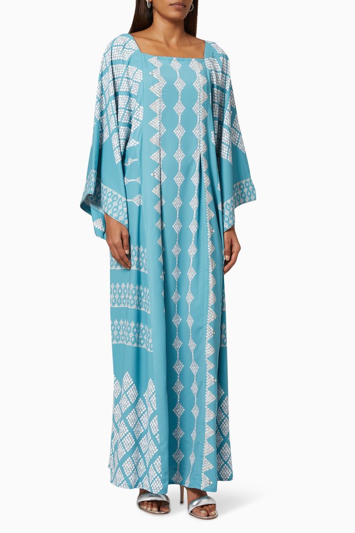 

Khous Jalabiya in Soft Crepe, Blue