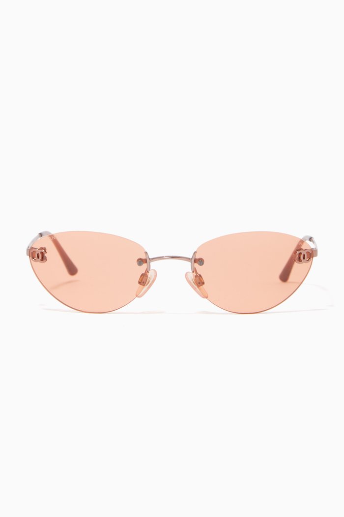

CC Rimless Oval Sunglasses, Orange