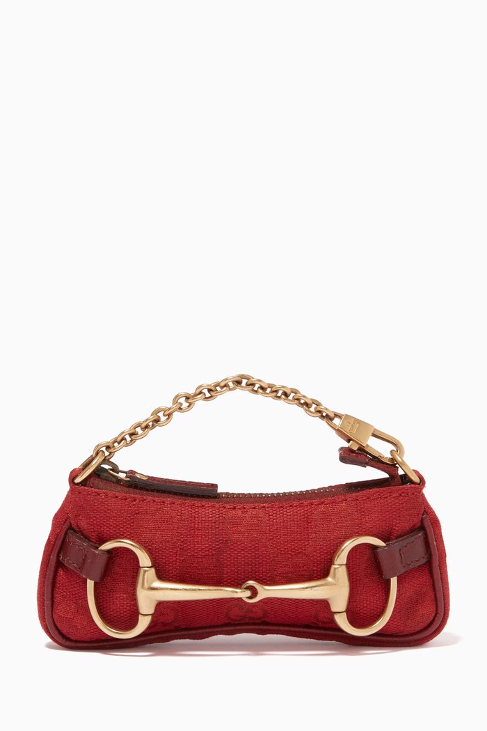 

Horsebit Coin Purse in Monogram Fabric, Red