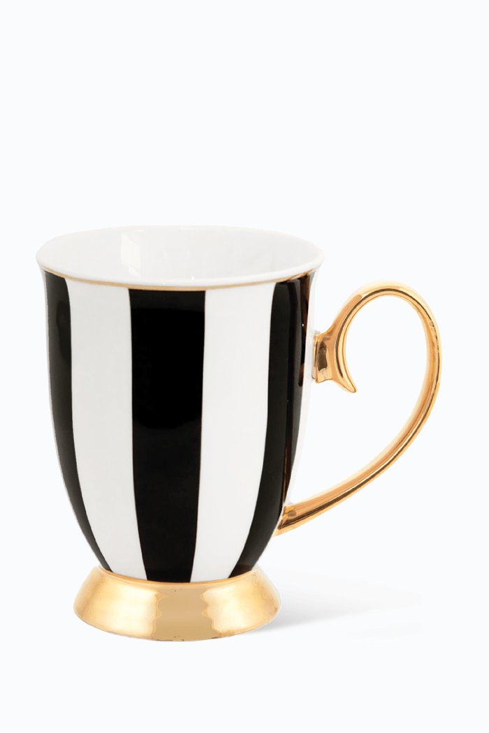 

Striped Mug in Bone China, Black