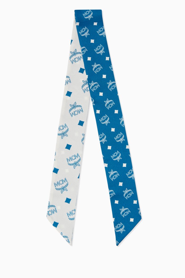 Petite Reversible Monogram Silk Scarf, Blue