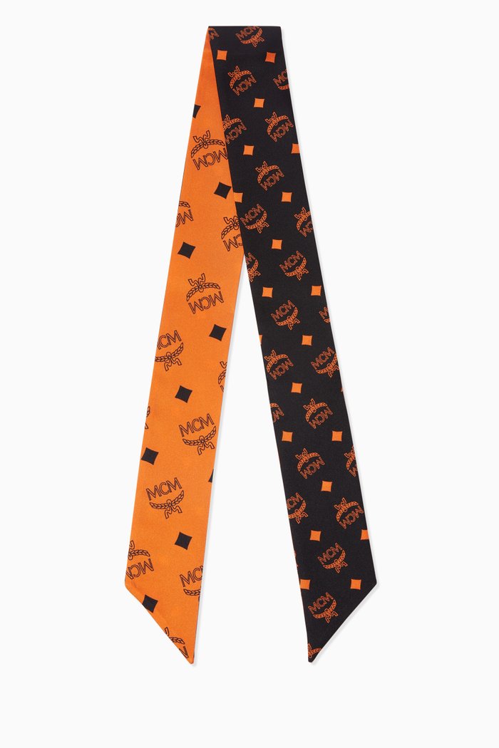 

Petite Reversible Monogram Silk Scarf, Orange