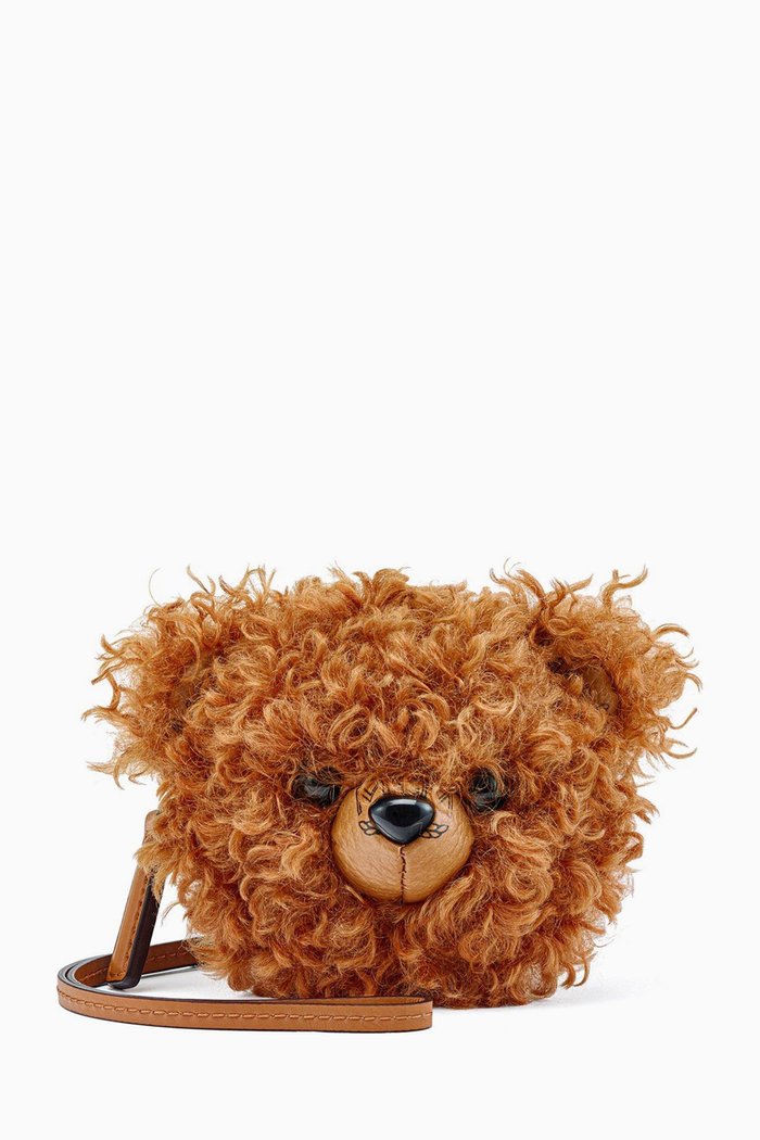 

Bear Pouch Charm in Faux Fur Visetos, Brown