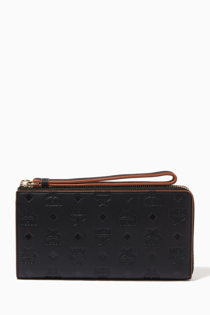 

Large Klara Zip Around Wallet in Monogram Leather, Black