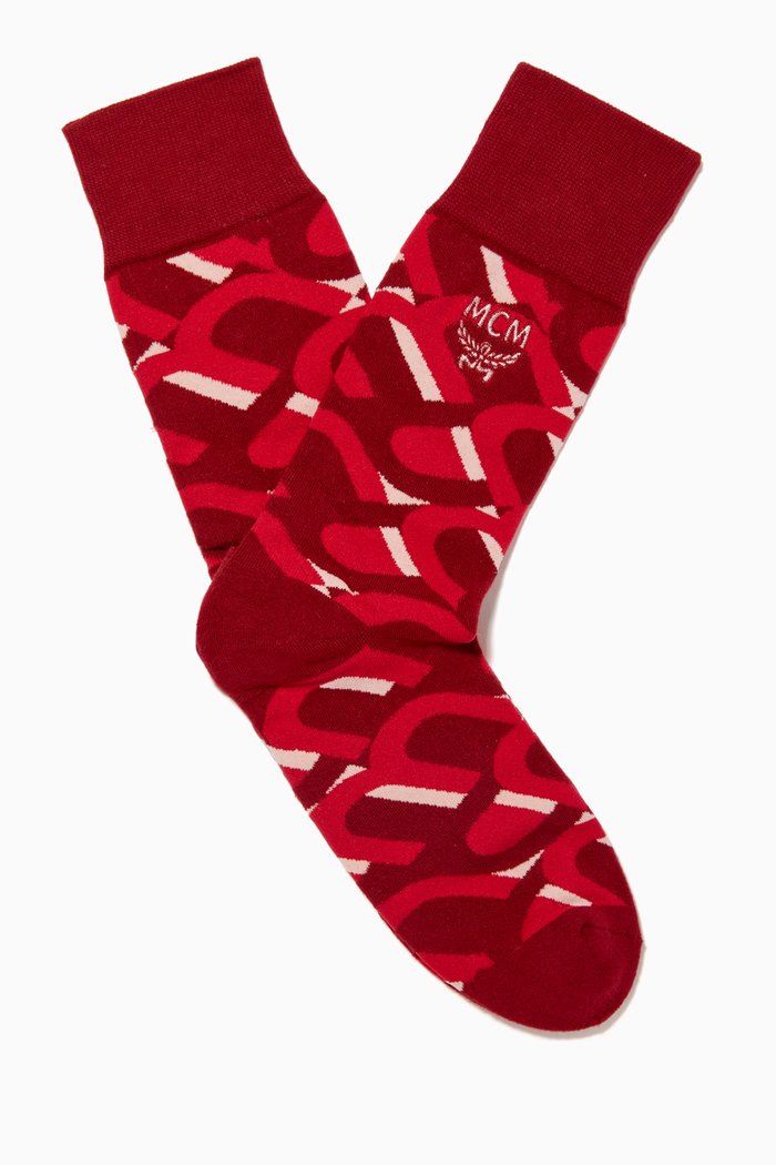 

Monogram Knit Socks, Pink