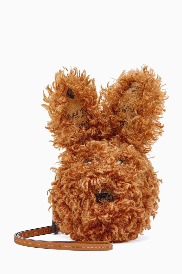 

Rabbit Pouch Charm in Faux Fur Visetos, Brown