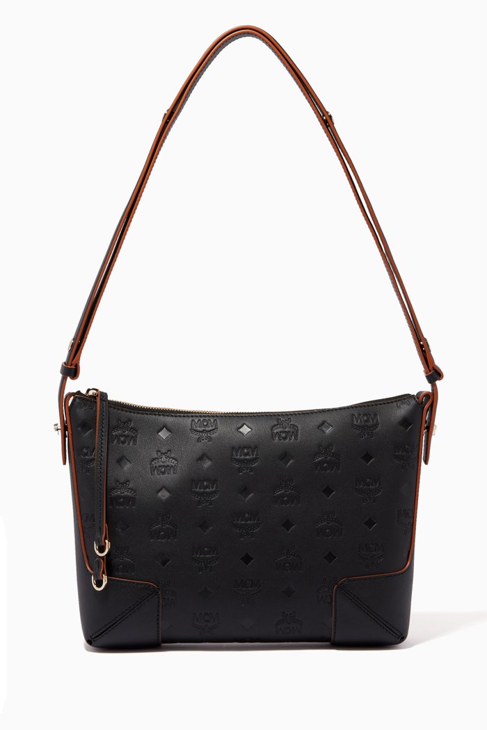 

Medium Klara Shoulder Bag in Monogram Leather, Black