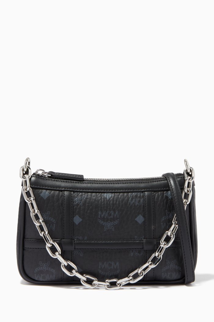 

Mini Delmy Shoulder Bag in Visetos, Black