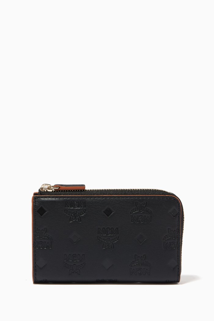 

Mini Klara Zip Card Wallet in Monogram Leather, Black