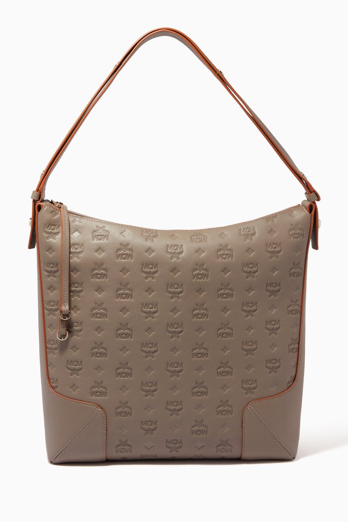 

Large Klara Hobo in Monogram Leather, Grey