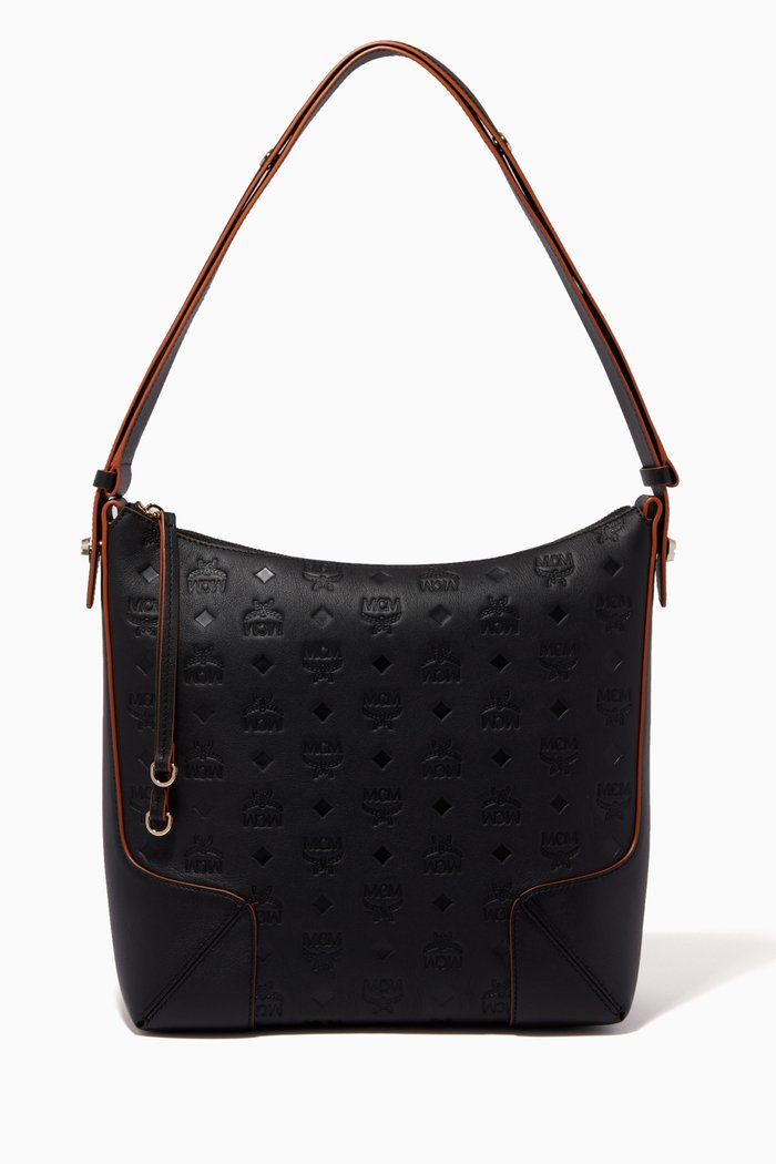 

Medium Klara Hobo in Monogram Leather, Black