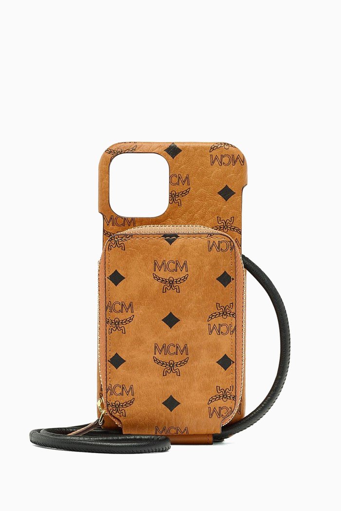 

iPhone 12/12 Pro Case with Zip Pocket in Visetos Original, Brown