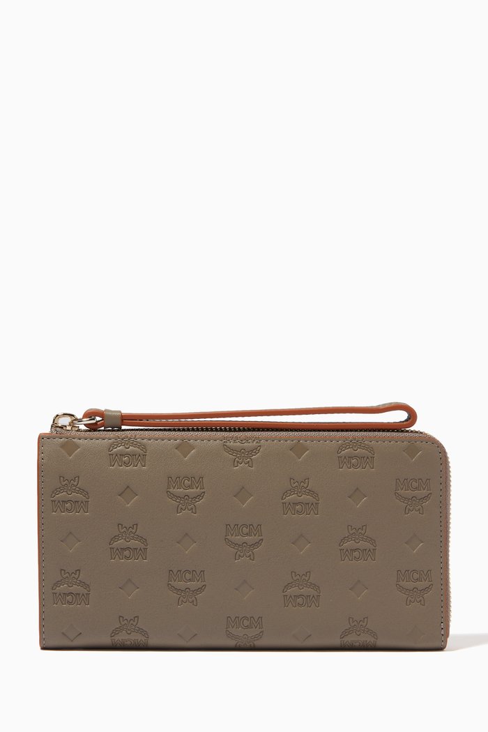 

Large Klara Zip Around Wallet in Monogram Leather, Grey