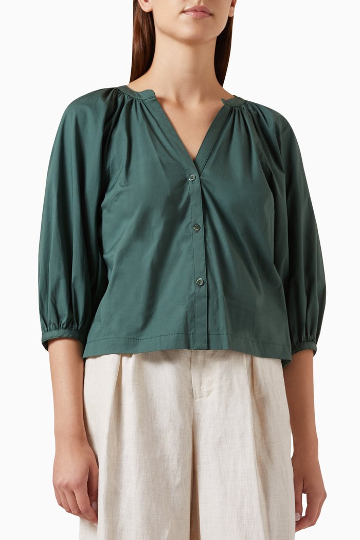 Dill Top in Cotton Poplin, Green