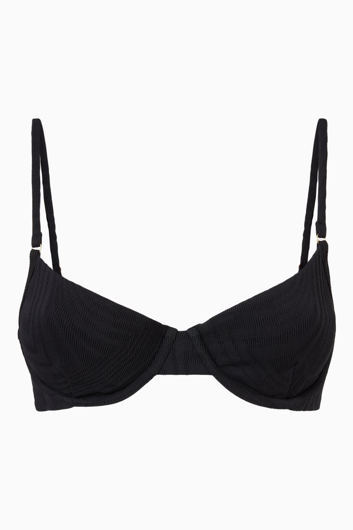 Brad Bikini Top in Textured Lycra, Black