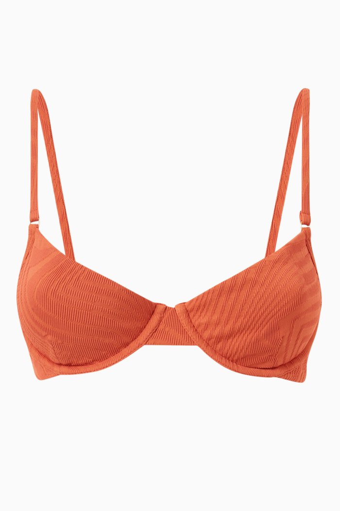 Brad Bikini Top in Textured Lycra, Orange