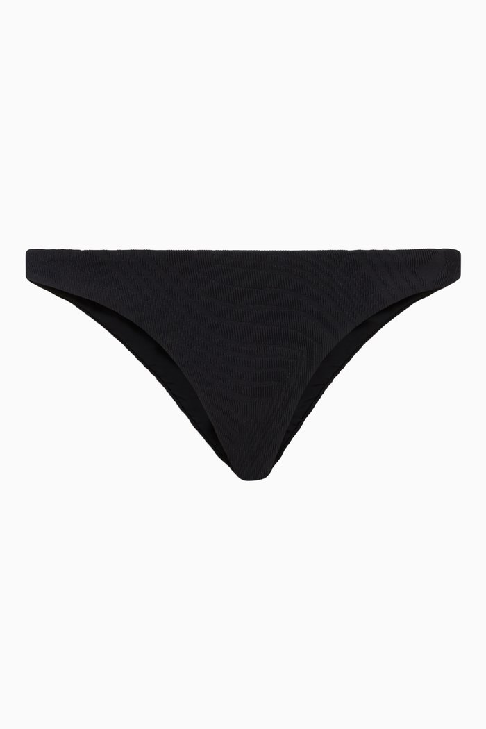 

Marlon Bikini Bottoms in Textured Lycra, Black
