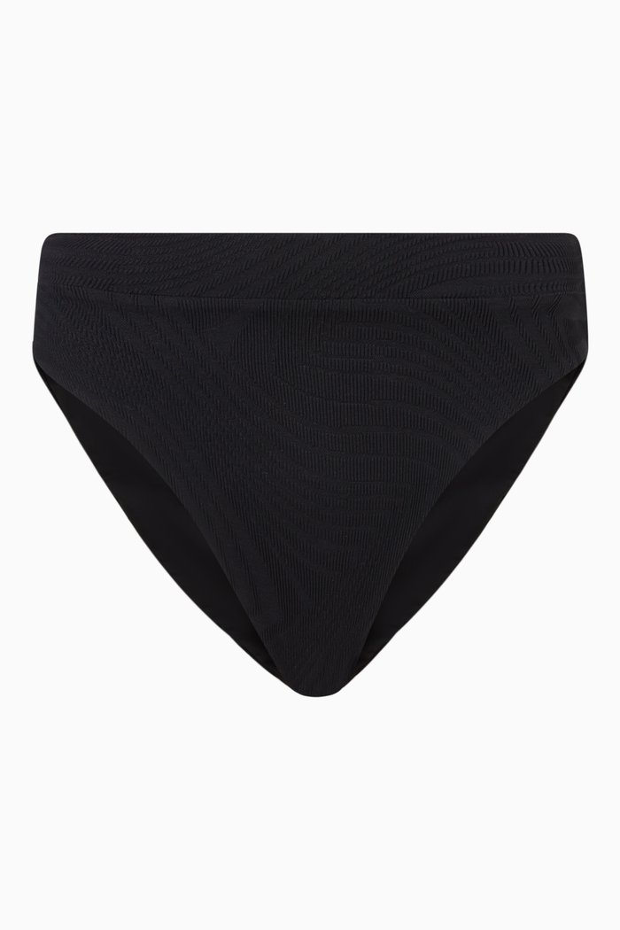 

Hubert Bikini Bottom in Textured Lycra, Black