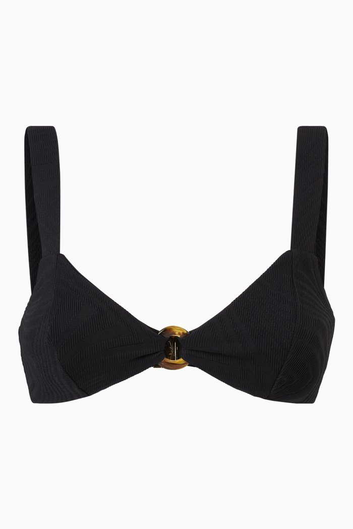 

Abraham Bikini Top in Textured Lycra, Black