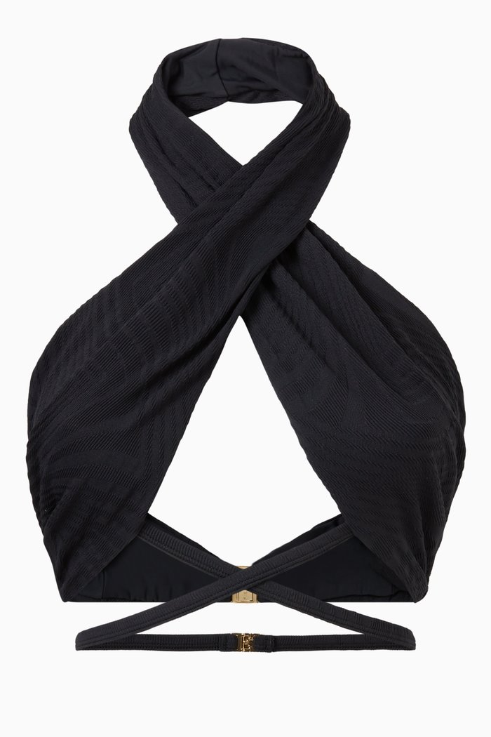 

Lucian Bikini Top in Textured Lycra, Black