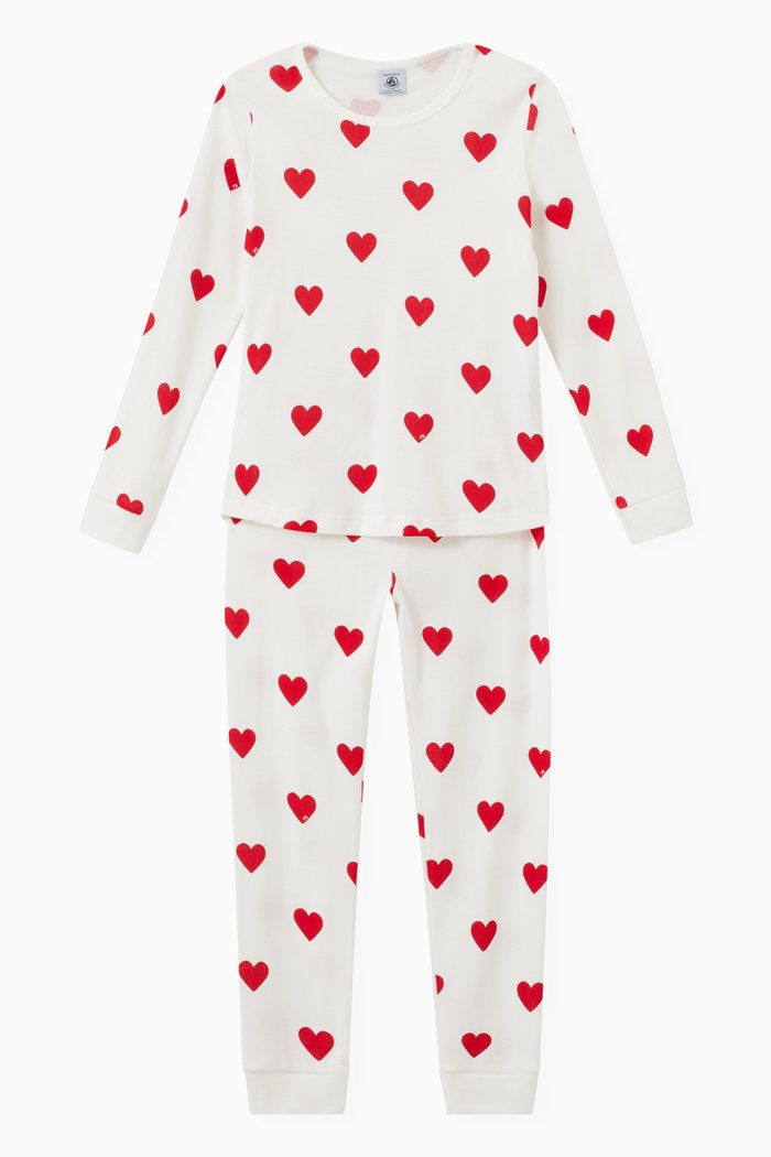 

Heart Pattern Pyjamas Set in Organic Cotton, Set of 2, Multicolour