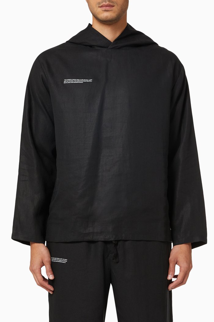 

Lightweight Aloe Linen Hoodie, Black