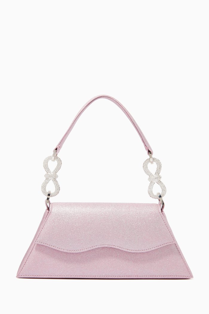 

Medium Samantha Classic Shoulder Bag in Glitter Fabric, Pink